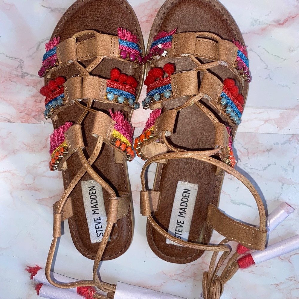 Steve Madden Alisa Gladiator Lace-Up Tassels Sandals size 6.5